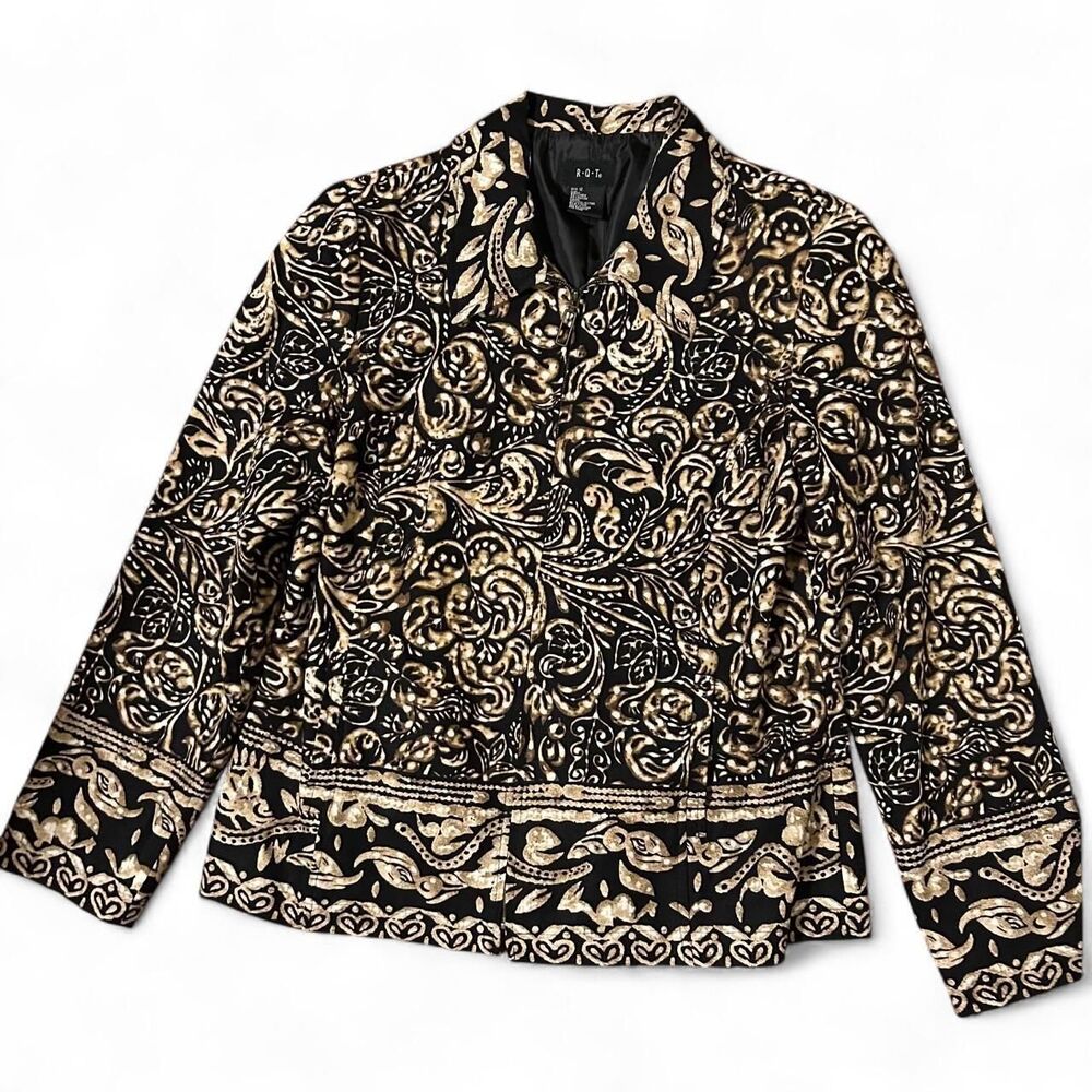 Women's black and gold paisley Jacket